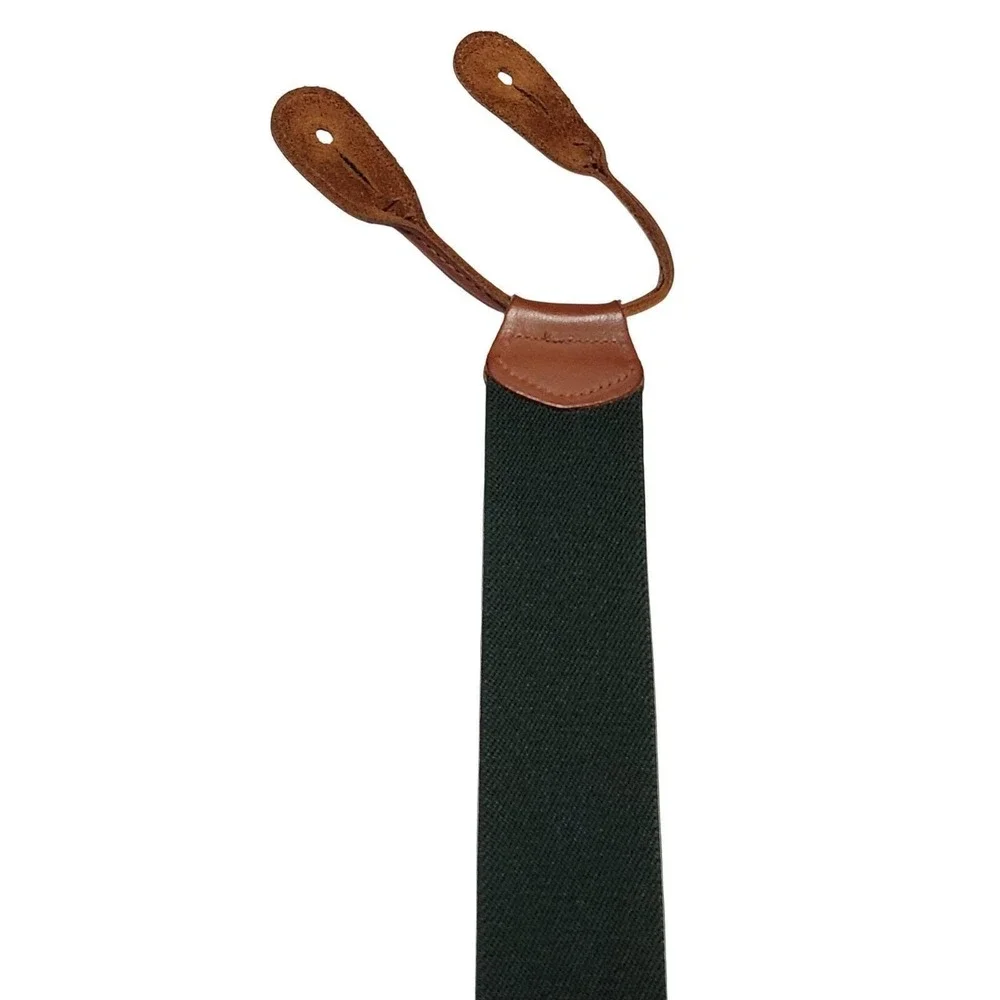 Polo Ralph Lauren Golf Motif Silk Embroidered‎ Suspenders Leather Heritage VTG